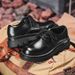 ShoeVault Men's Derby Thick Sole Height Increasing Black Round Toe Commuter Cleanfit British Style Casual Leather Shoes_vogvips.com