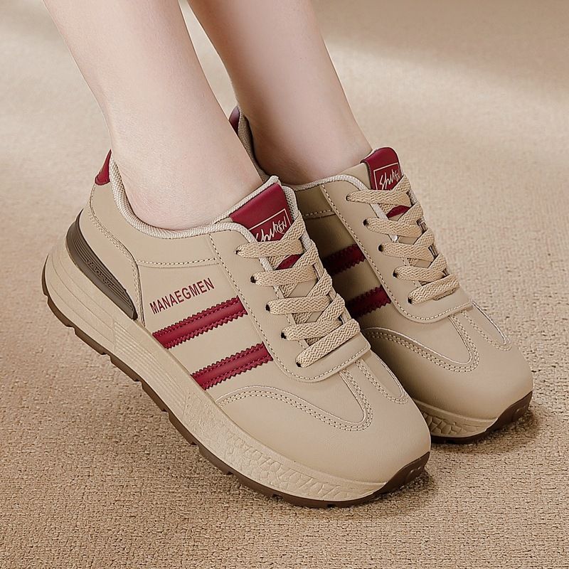 Foreign Trade Cross-border Plus-size Women's Leather Sneakers, Versatile For Spring And Autumn 2026, Running Flat-soled_vogvips.com