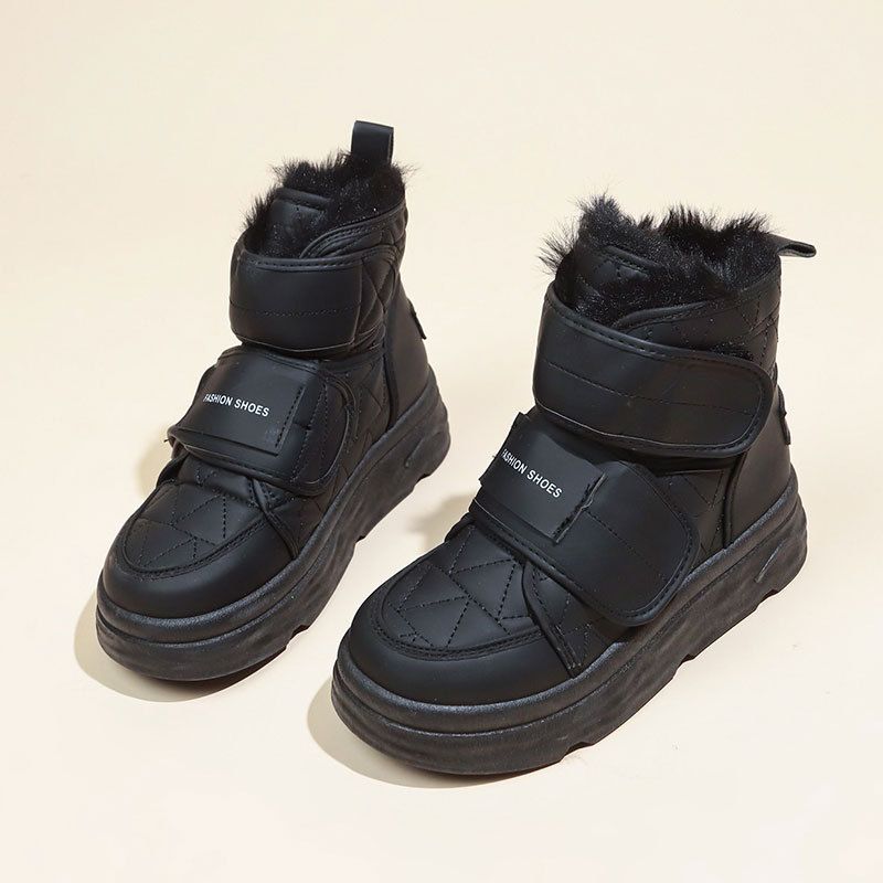 Velcro Snow Boots Women's Thick-soled Heightening Outdoor Short Boots Piled And Thickened Cotton Shoes_vogvips.com