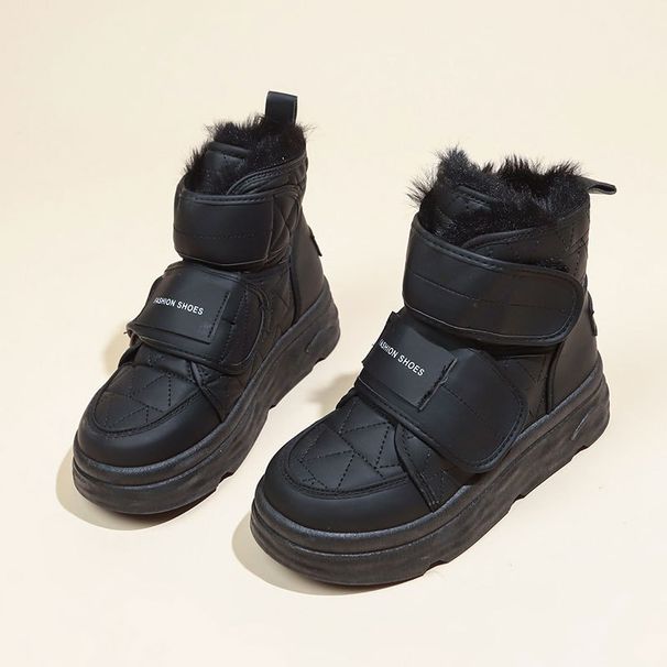 Velcro Snow Boots Women's Thick-soled Heightening Outdoor Short Boots Piled And Thickened Cotton Shoes_vogvips.com