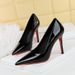 8351 European And American Style Fashion Simple Stiletto Heel Glossy Patent Leather Shallow Mouth Pointed Toe Women's_vogvips.com