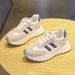 BN028 New 2024 Autumn Thick Soled Sports Women's Shoes Height Increasing Sneakers Splicing Student Trend Leather Casual Shoes_vogvips.com