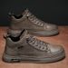 Spring New Breathable Waterproof Korean Edition Men's Fashion Versatile Black Leather Sports And Casual Board Shoes_vogvips.com