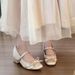 7cm Internal Height Increase Satin Bow Mary Jane Women's High-heeled 2026 New French Style Chunky Heel Single Shoes,_vogvips.com