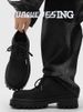 Derby Men's Thick Bottom 5cm Lace-up Round Matte Frosted Small Leather Cleanfit Increased By Big Head Shoes_vogvips.com