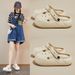 Cool Slippers Women's Thick-soled Bag Head Thick-soled Heightening Shoes Half-drag Hole Shoes Are Comfortable And Casual_vogvips.com