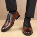Men's Oxford Dress Shoes - Classic Square Toe Lace-Up Formal Shoes With Distressed Finish, Comfortable PU Insole & Rubber Sole, Wide Sizes 39-48_vogvips.com
