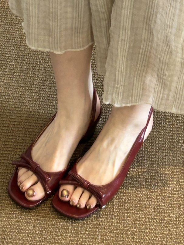 Retro Wedge Heel Bow Strap Sandals Wo, French Style, Perfect With Skirts, Square Open Toe, Stunning High Heels For_vogvips.com