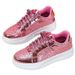 Casual Silver Leather Platform Thick Sole Vulcanized Woman Board Shoes Black Sequins Women Sneakers_vogvips.com