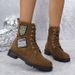 European And American Winter New Thick-Soled Mid-Calf For Women, Large Size Suede Lace-Up Round-Toe Denim Style Women's_vogvips.com