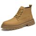 Big Yellow Boots Martin Boots Fleece Thermal Short Boots Medium Tube Large Size Boots Leather Splicing Casual Boots_vogvips.com