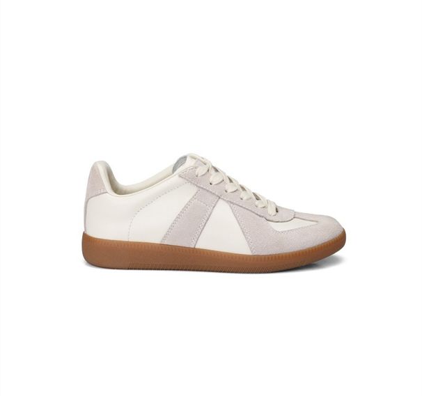 Women's Round Toe Color Block Casual Sneakers Lace Up German Training White Shoes For Autumn And Winter_vogvips.com