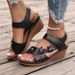 Plus Size Wedge Sandals Women's Summer European And American New Style Hollow Flower Thick Sole One-strap Sandals Beach Women's Sandals_vogvips.com