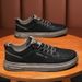 Men's Summer Trend Versatile One Foot Low Top Flat Casual Leather Waterproof White Shoes Men's Style_vogvips.com