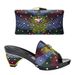 Row diamond pattern all-in-one round head casual high-heeled fashion sandals with handbag set_vogvips.com