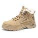 Men's Winter Fleece-Lined Martin Boots, British Retro High-Top Work Shoes, Thickened Warm Cotton Short Boots_vogvips.com