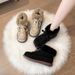 New Fashionable Warm Cotton Shoes For Women, Winter Fleece-Lined Thickened Round-Laced Snow Boots With Non-Slip_vogvips.com
