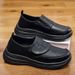 Plus-Size Men's Soft-Soled 2026 Spring/Autumn Leather Sho, Thick-Soled Low-Top Loafers With Velcro, Casual Slip-On_vogvips.com