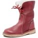 Autumn Round Toe Casual Front Lace-up Low Tube Solid Color Women's Flat Large Size Winter Snow Boots_vogvips.com