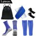 5 Piece Set For Outdoor Activities, Non Slip Football Socks, Outdoor Socks, Bandages, Shin Guards, Sports Drawstring Bag_vogvips.com