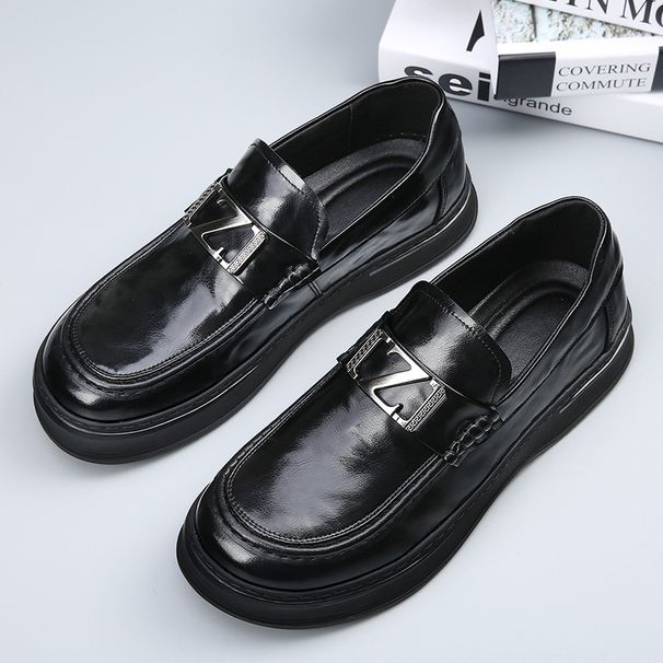 Euro Step Brand New Lazy Business Casual Shoes Men's Loafers Thick Sole Versatile Genuine Leather Breathable Moccasins_vogvips.com