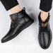 Men's Casual Board Shoes With Fleece Niche Popular Large-size Leather Couple Heightening Leather Boots_vogvips.com