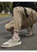 shallow Pigskin + Mesh Casual Men's Board Shoes Ront Lace-up Breathable Lat Heel Board Shoes Men's Shoes_vogvips.com