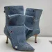 Wrinkled Metal Button Spliced Denim 2024 Women Detachable Mid-calf 34-43 Auto Show Model Fashion Boots_vogvips.com
