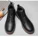 Casual Martin Boots Men's Shoes Fleece Medium Top Black High Top Tooling Boots_vogvips.com