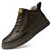 Casual Medium Tube Men's Shoes High-top Velvet Martin Boots Hand-scratched Simple Cowhide Board Shoes Men_vogvips.com