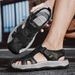 Men's Summer Sandals Breathable Hollow Leather Closed-Toe Soft Sole Lightweight Outdoor Water Shoes_vogvips.com