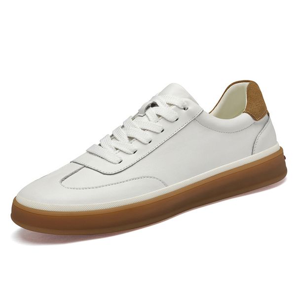 Genuine Leather Little White Shoes Men's First Layer Cowhide Retro Beef Tendon Sole Sports Moral Training Shoes Flat Comfortable Casual Board Shoes_vogvips.com
