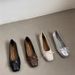 Silver Square Toe Fashion French Style Evening Grandma With Bowknot Small Leather Shoes For Women Spring And Autumn_vogvips.com