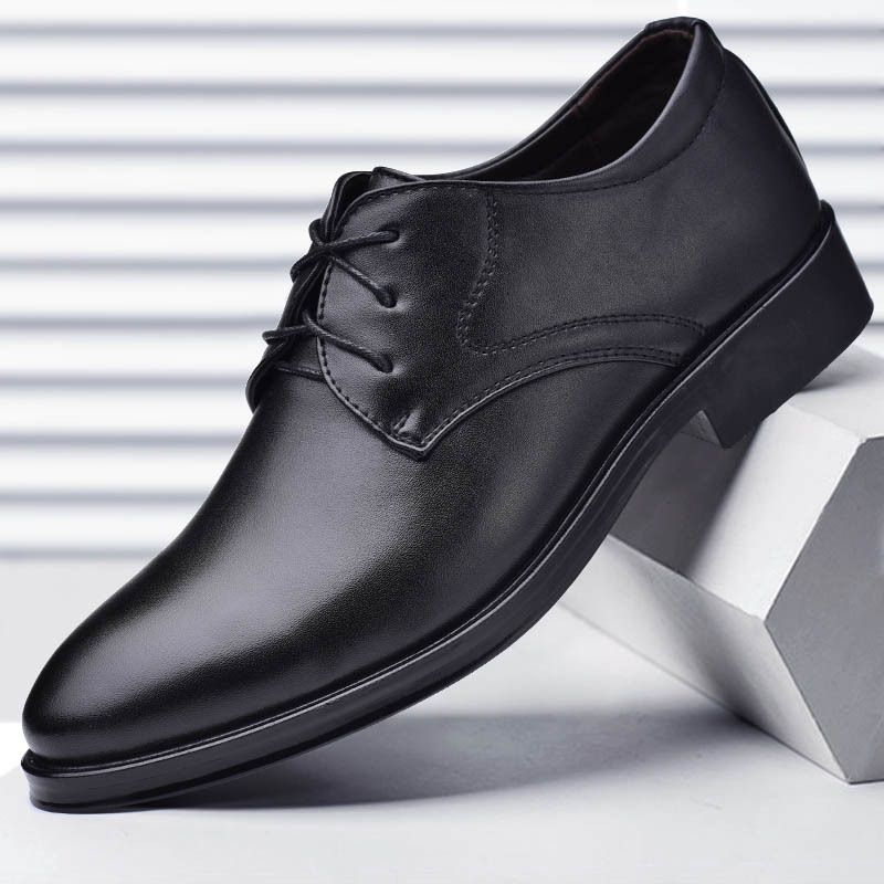 Large Size 48 Pointed Leather Low Cut Casual Black Wedding Groom Suit Shoes, Business Formal Wear_vogvips.com