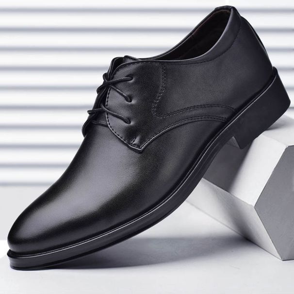 Large Size 48 Pointed Leather Low Cut Casual Black Wedding Groom Suit Shoes, Business Formal Wear_vogvips.com