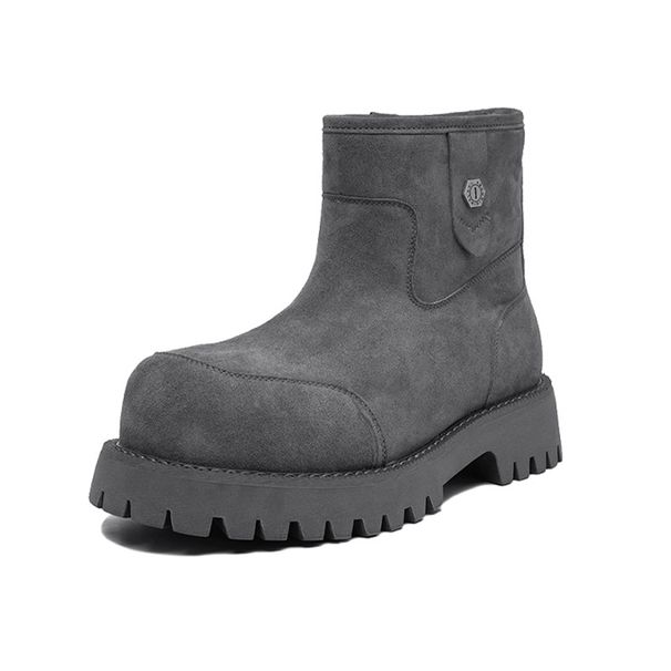 Fleece Thickened Martin Boots Chelsea Middle Help Couple Snow Boots Warm Windproof Daily Commuter Men's Shoes_vogvips.com
