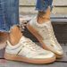 Gold Classic Style Women's Flat Shoes Lightweight Single Shoes Lace Up Round Toe Elegant Fashion_vogvips.com