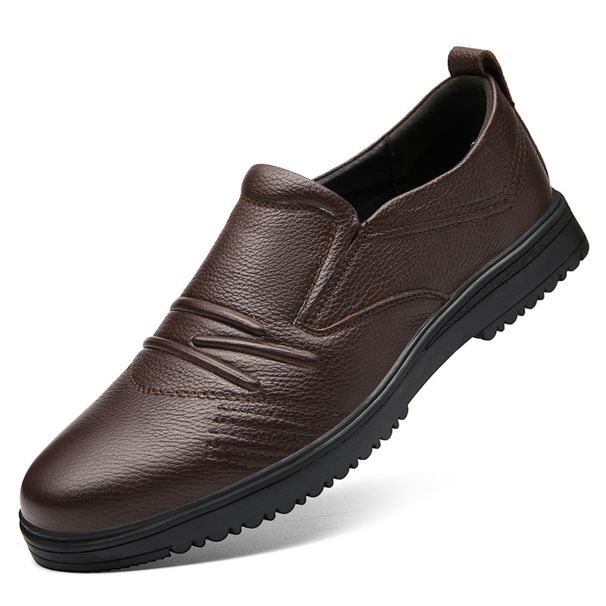Leather Shoes Men's Casual Men's Shoes Men's Gouging Leather Shoes Dad Work Layer Leather_vogvips.com
