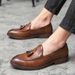 Pointed Toe casual leather shoes men's wedding shoes brogue tassel slip-on height increasing men's shoes tendon bottom hair stylist fashion shoes_vogvips.com