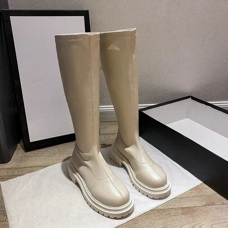 Autumn Winter Flats Heel Women Long High Quality Soft Leather Ladies Knight Casual Knee-high Boots 240618_vogvips.com