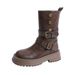 Leather Version~New Casual Thin Western Fashion Short Boots, British Style Simple Brown Thick-soled Martin Boots For_vogvips.com