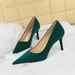 7236-8 Fashionable And Minimalist Slimming Women's Shoes With Thin Heels, Shallow Mouth, Pointed Suede Single Shoes,_vogvips.com