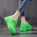 Fluorescent Sports Shoes For Women In Spring Autumn, Casual Mesh Breathable Single Thick Soled Running And Travel Shoes,_vogvips.com