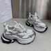 Dad Ins Trendy Female 2025 Spring New Arrival Thick Sole Platform Small 7cm Mesh Breathable Casual Leather Shoes_vogvips.com
