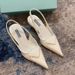 Anchor Letter Triangle Logo Heel Pointed Women's Stiletto Sandals Open Back Closed Toe High Heels_vogvips.com