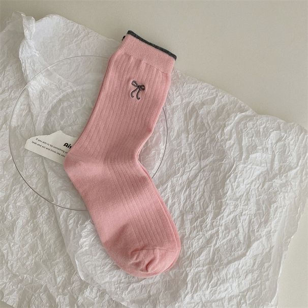 Women's & Men's Cotton Ballet Socks With Contrast Embroidery And Bowknot Design, Breathable Comfortable Casual Socks For All Seasons_vogvips.com