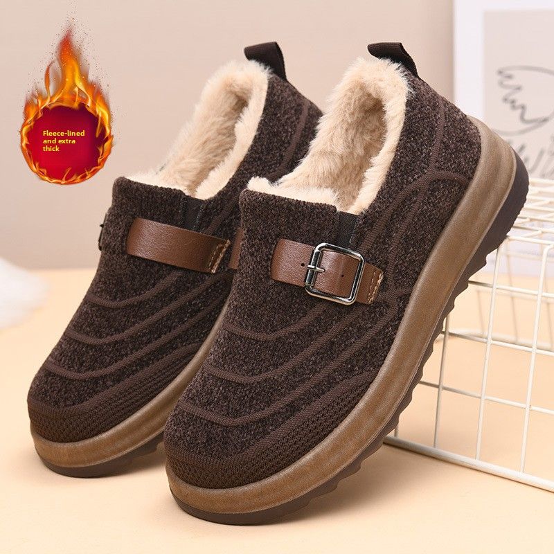 for Women Winter Style Outdoor Casual Women's Furry Cotton Shoes Slip-On Thick-Soled Warm Snow Boots_vogvips.com