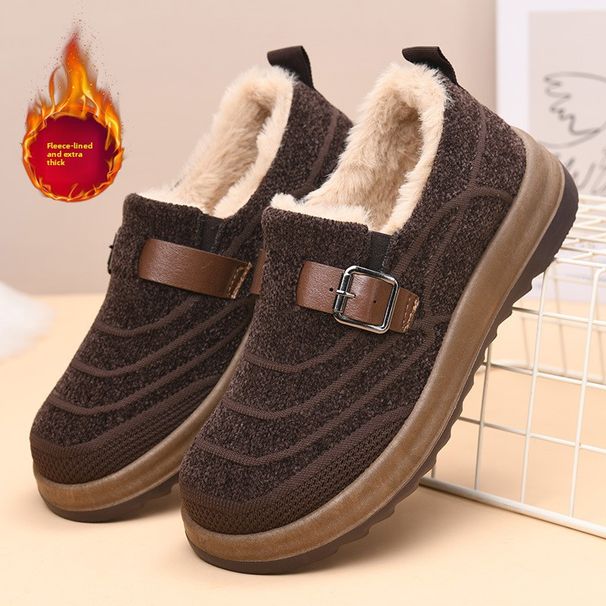 for Women Winter Style Outdoor Casual Women's Furry Cotton Shoes Slip-On Thick-Soled Warm Snow Boots_vogvips.com