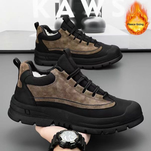 Men's Snow Winter Fleece-Lined Warm High-Top Cotton Shoes Outdoor Waterproof Non-Slip Work Martin Boots_vogvips.com