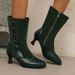 New Fashion Round Buckle Short Tube Knight Thick Medium Heel Women's 40-48 Large Size Boots_vogvips.com
